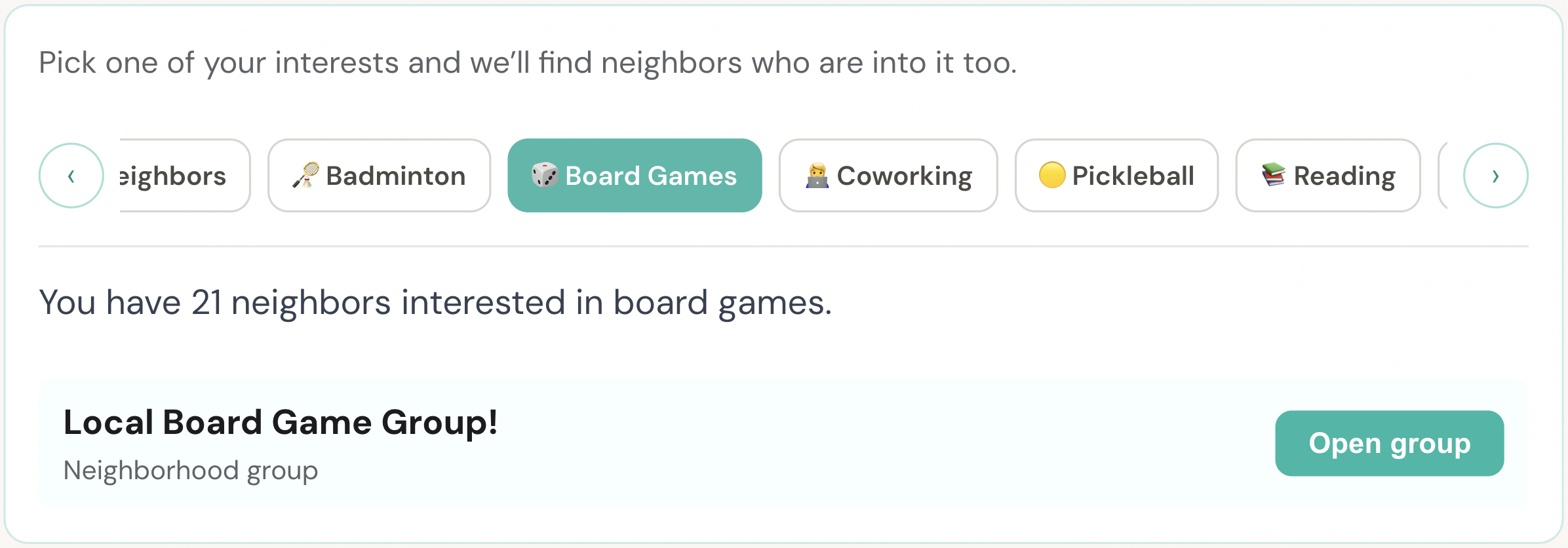 Start a group with neighbors who share an interest