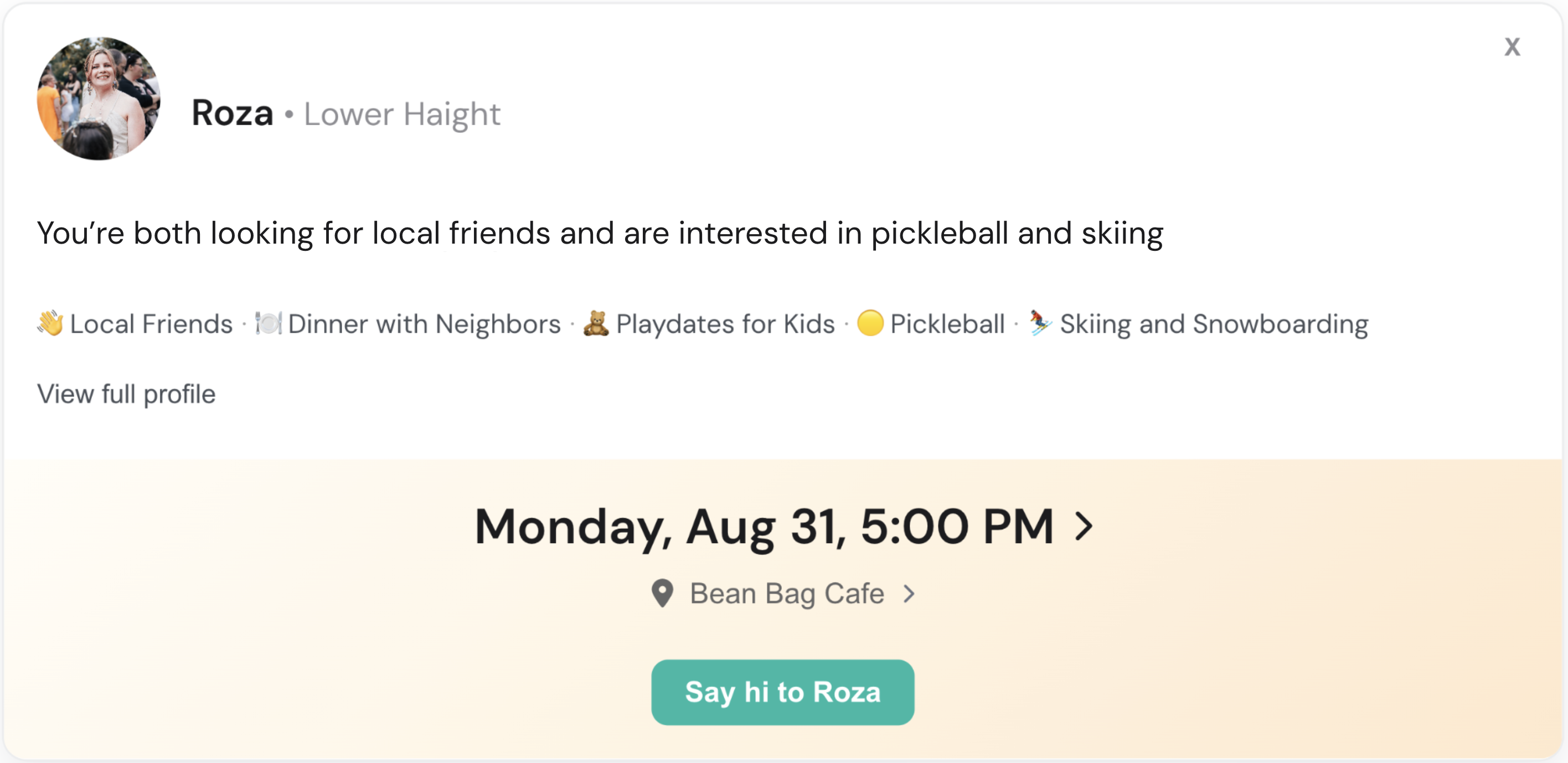 Match confirmation screenshot in Speed Neighboring
