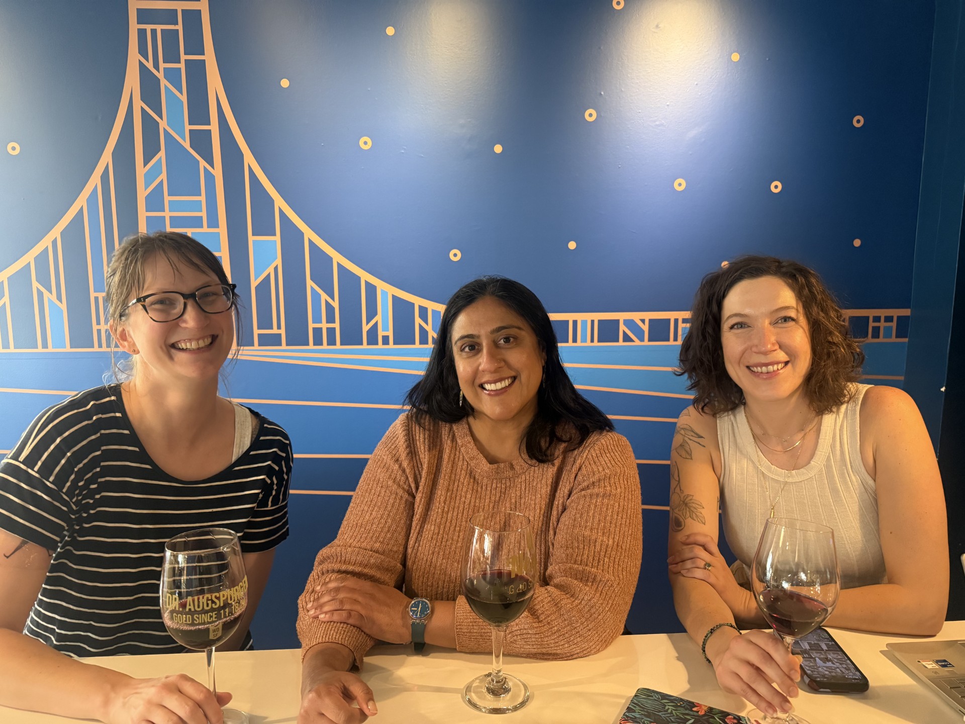 Neighbors meeting at a local wine bar